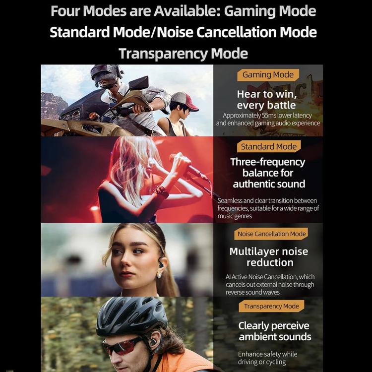 KZ AN01 HD Wireless Bluetooth 5.4 Earhook Active Noise Reduction Hi-Fi Gaming Earphones