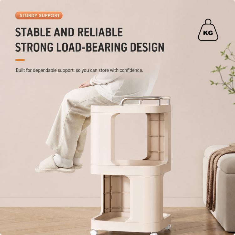 Mobile Side Table with Wheels 3-Tier Rolling Utility Cart Lockable Bedside Nightstand, Spec: Tall Type Yellow