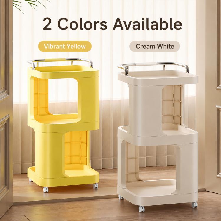 Mobile Side Table with Wheels 3-Tier Rolling Utility Cart Lockable Bedside Nightstand, Spec: Tall Type Yellow