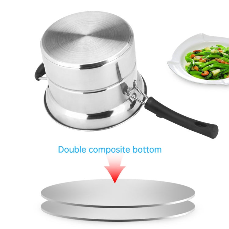 Stainless Steel 22CM Multi-function Deep-fried Cooking Pot Kitchenware Set, Style:Double Bottom