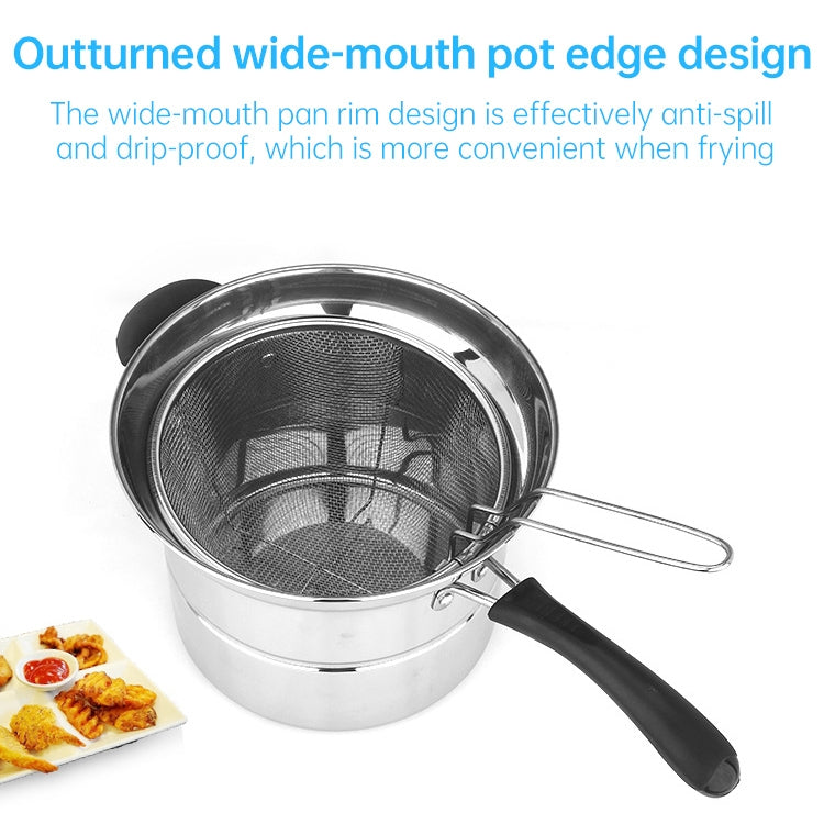 Stainless Steel 22CM Multi-function Deep-fried Cooking Pot Kitchenware Set, Style:Single Bottom