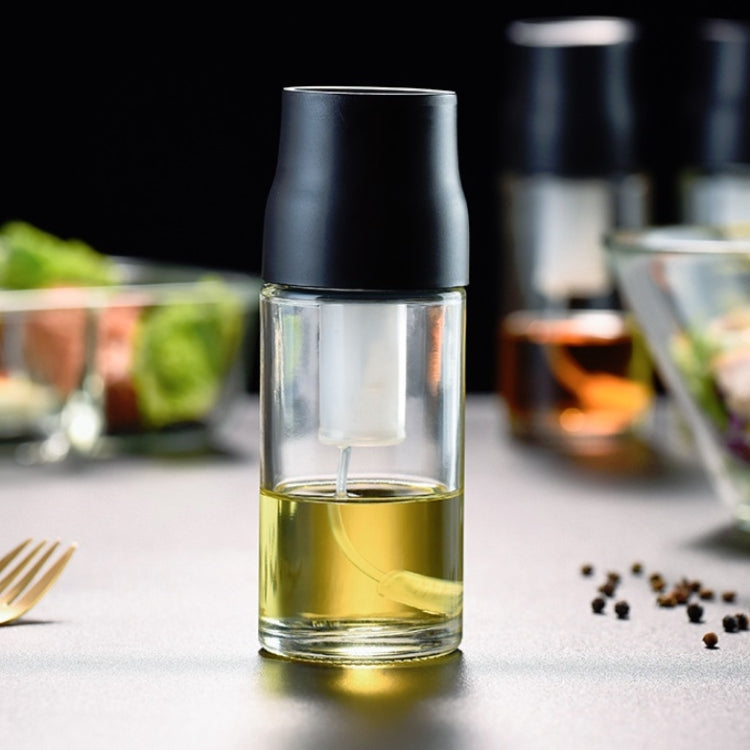 Kitchen Oil Spray Bottle Air Pressure Barbecue Oil Sprayer Glass Oil Control Pot(Black)