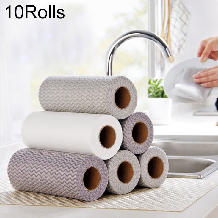 10 Rolls Disposable Dish Towels Kitchen Oil-free Absorbent Cloth Rags Random Color Delivery