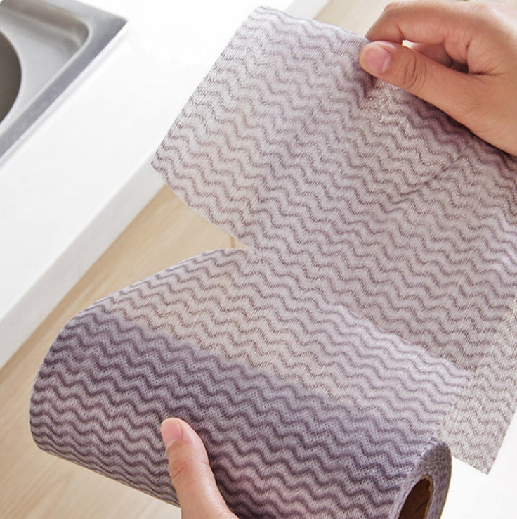 10 Rolls Disposable Dish Towels Kitchen Oil-free Absorbent Cloth Rags Random Color Delivery