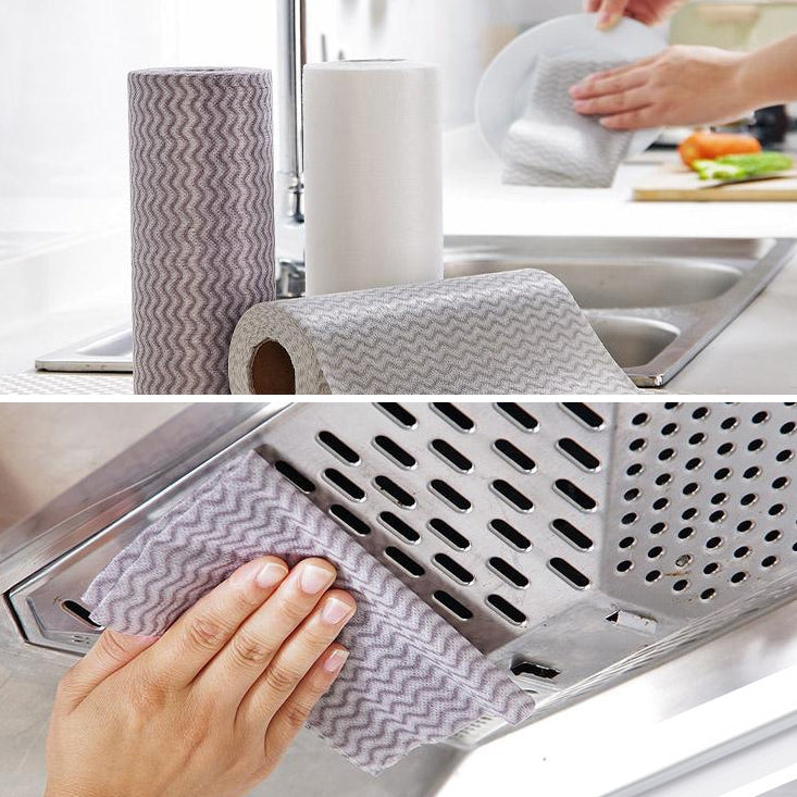 10 Rolls Disposable Dish Towels Kitchen Oil-free Absorbent Cloth Rags Random Color Delivery