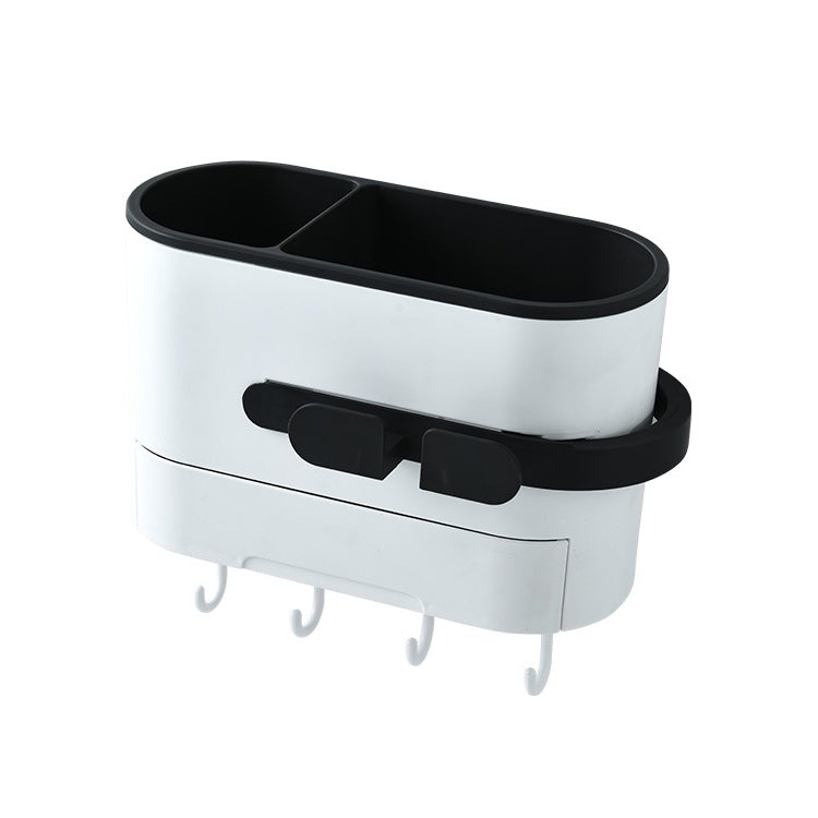 Multi-functional Bathroom Wall-mounted Punch-free Blower Rack(Dark Gray)