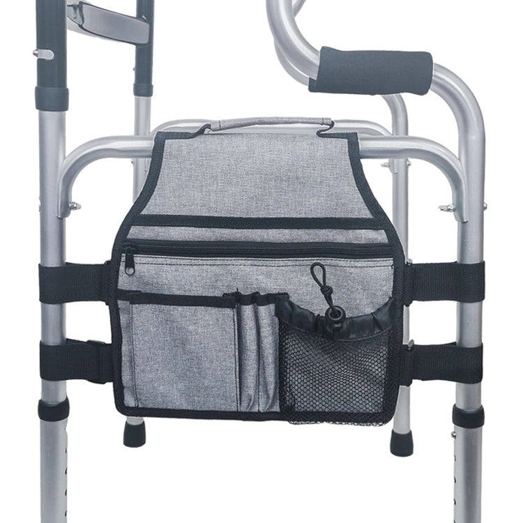 Short Gray Rehabilitation Walker with Zipper Storage Bag
