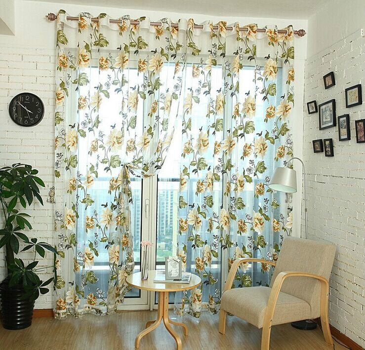 Classic Tulle Rotten Flower Curtain Window Home Decoration, Size:100x250cm Punch