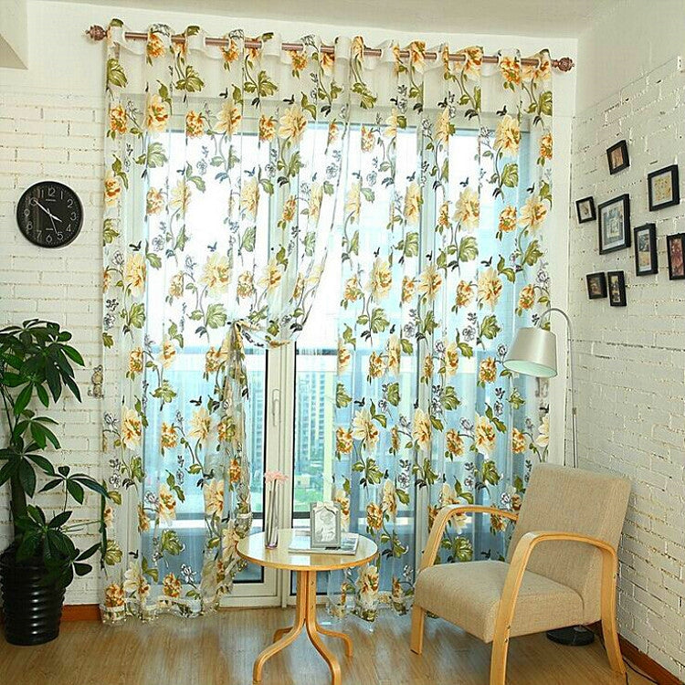 Classic Tulle Rotten Flower Curtain Window Home Decoration, Size:100x250cm Punch