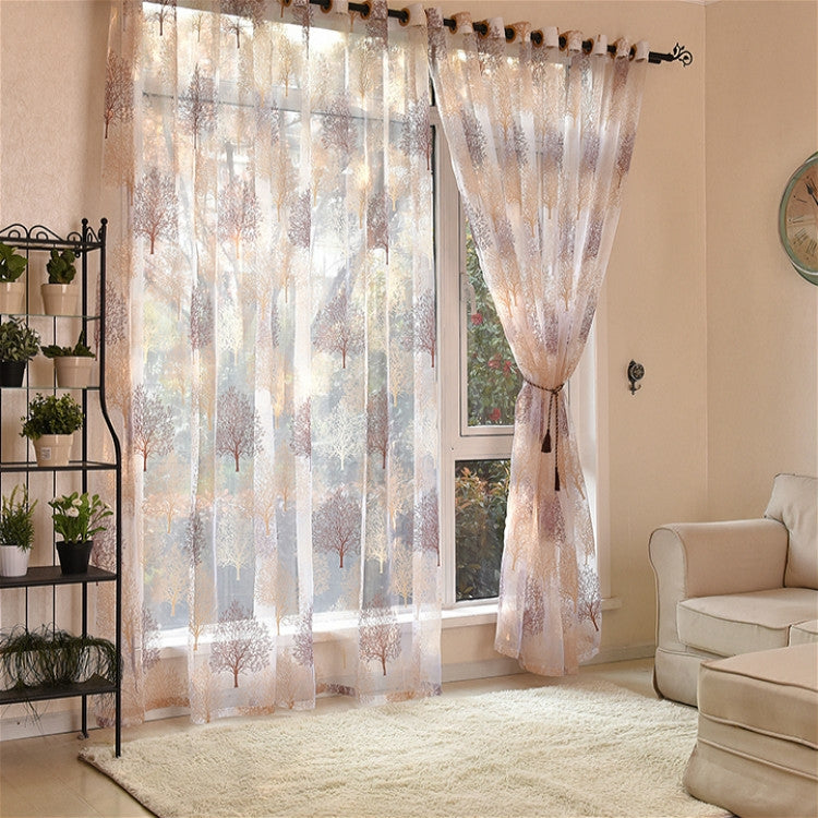 Sheer Tulle Curtains For Living Room Kitchen Blinds Drapes, Size:100x250cm String(Brown)