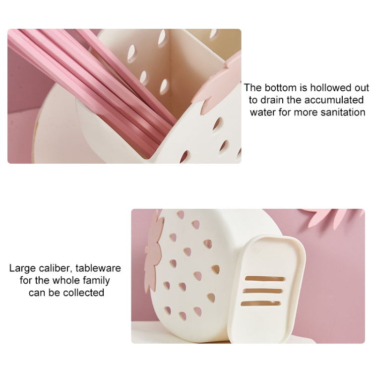 4 PCS Household Kitchen Strawberry Shape Plastic Chopsticks Cage Drain Hanging Chopstick Holder Random Color Delivery