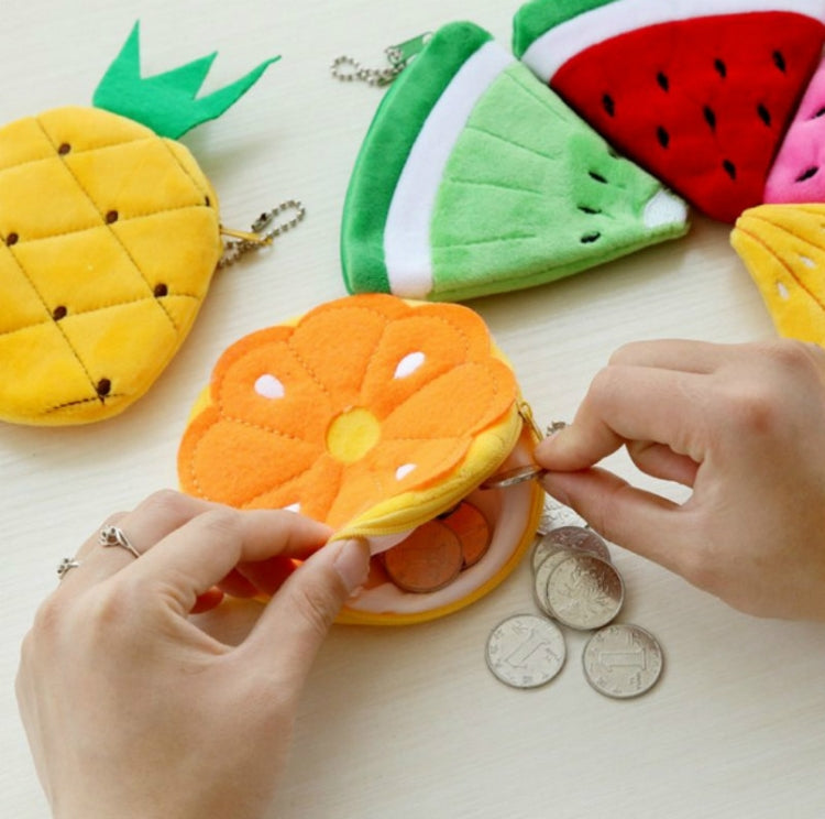 6 PCS Embroidered Plush Fruit Bag Coin Purse Coin Bag Card Bag Children Wallet