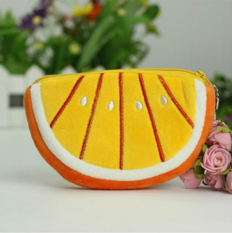 6 PCS Embroidered Plush Fruit Bag Coin Purse Coin Bag Card Bag Children Wallet
