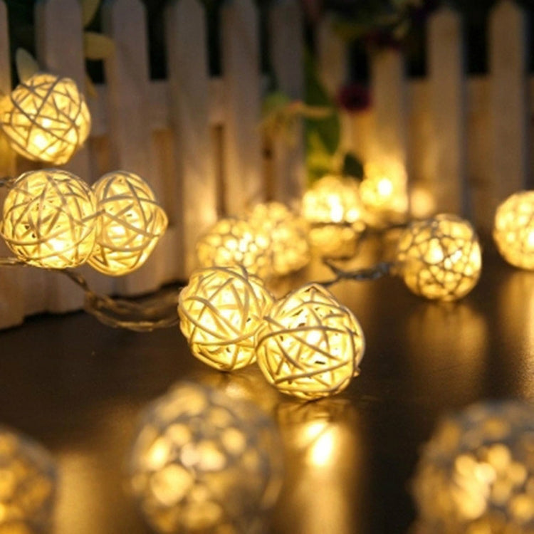 20 LEDs Rattan Balls Lights Fairy Holiday Christmas Outdoor LED Decorative Lamp, Style:5m Plug-in Style