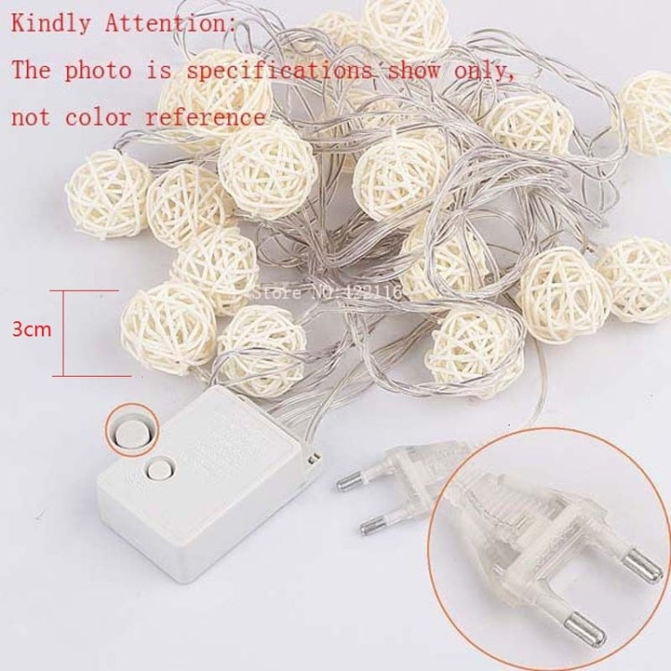 20 LEDs Rattan Balls Lights Fairy Holiday Christmas Outdoor LED Decorative Lamp, Style:5m Plug-in Style