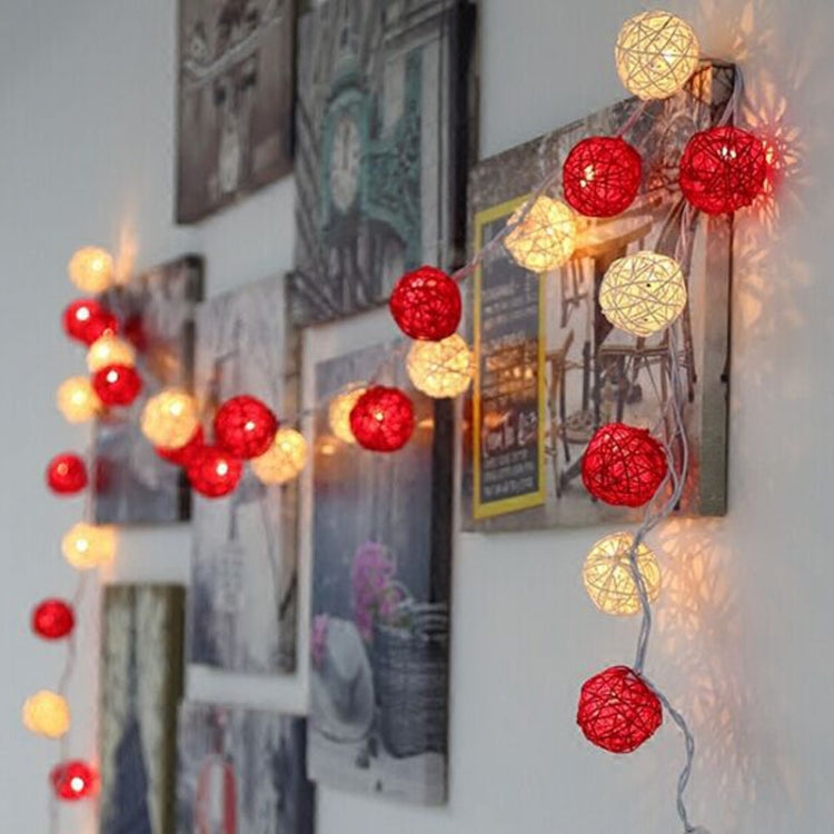 20 LEDs Rattan Balls Lights Fairy Holiday Christmas Outdoor LED Decorative Lamp, Style:5m Plug-in Style