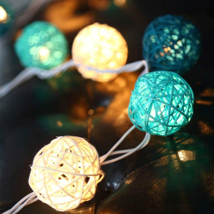 20 LEDs Rattan Balls Lights Fairy Holiday Christmas Outdoor LED Decorative Lamp, Style:5m Plug-in Style