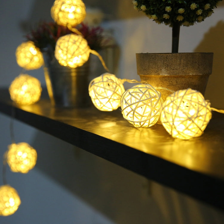 20 LEDs Rattan Balls Lights Fairy Holiday Christmas Outdoor LED Decorative Lamp, Style:5m Plug-in Style