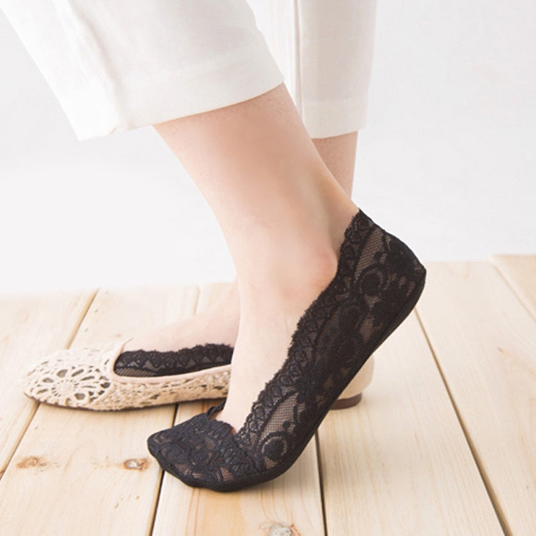 Summer  Girl Silica Gel Lace Boat Socks Invisible Cotton Sole Non-slip Antiskid Slippers Anti-Slip Sock