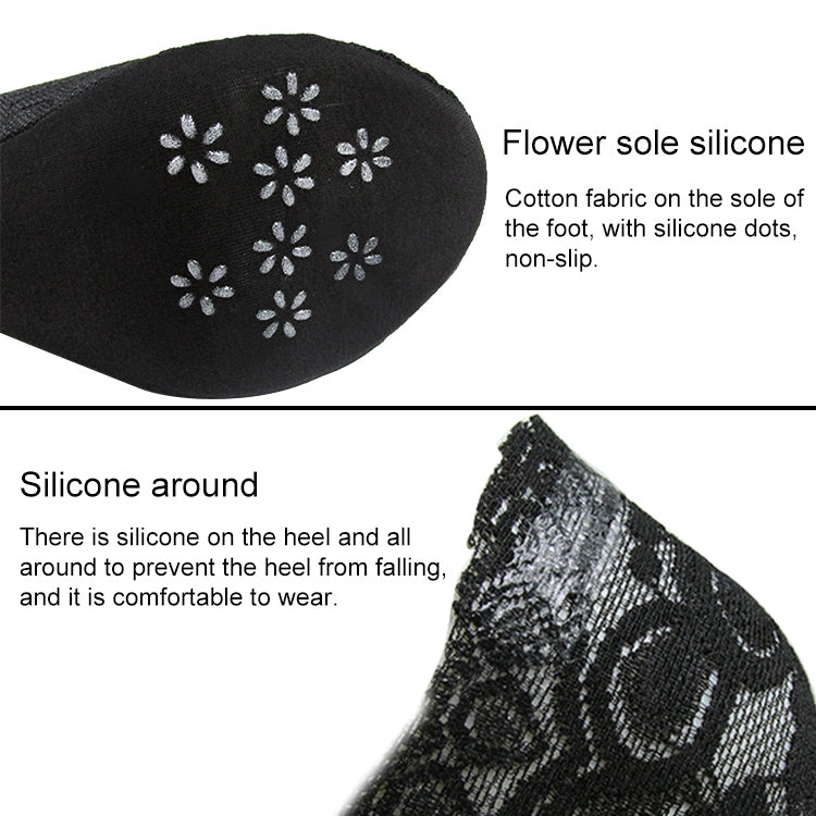 Summer  Girl Silica Gel Lace Boat Socks Invisible Cotton Sole Non-slip Antiskid Slippers Anti-Slip Sock