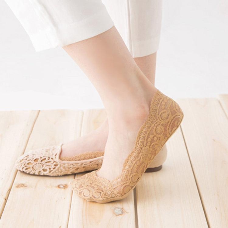 Summer  Girl Silica Gel Lace Boat Socks Invisible Cotton Sole Non-slip Antiskid Slippers Anti-Slip Sock