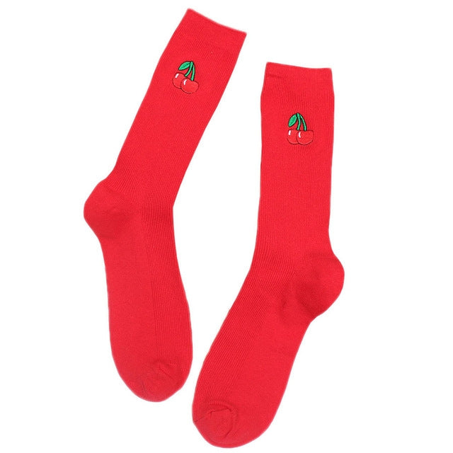 3 Pairs Cute Cartoon Fruit Print Girls Kawaii Socks