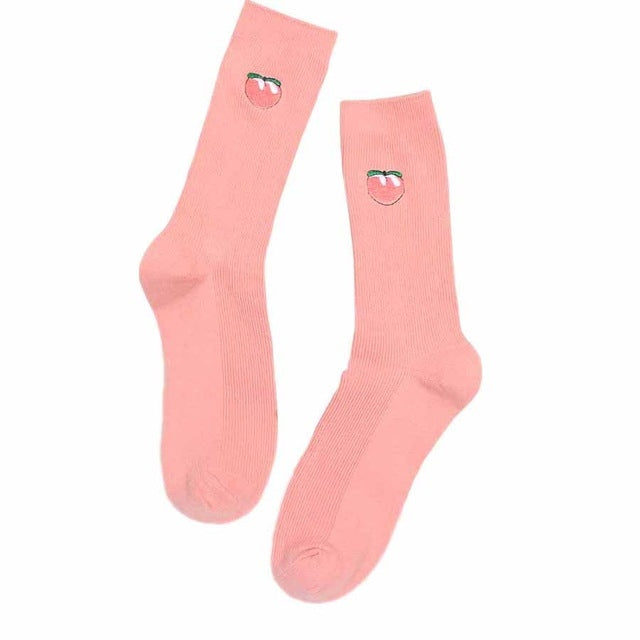 3 Pairs Cute Cartoon Fruit Print Girls Kawaii Socks