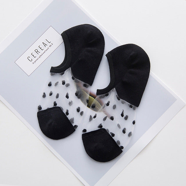 10 Pairs Women Cotton Comfortable Solid Dot Spring Summer Low Ankle Invisible Elastic Short Socks