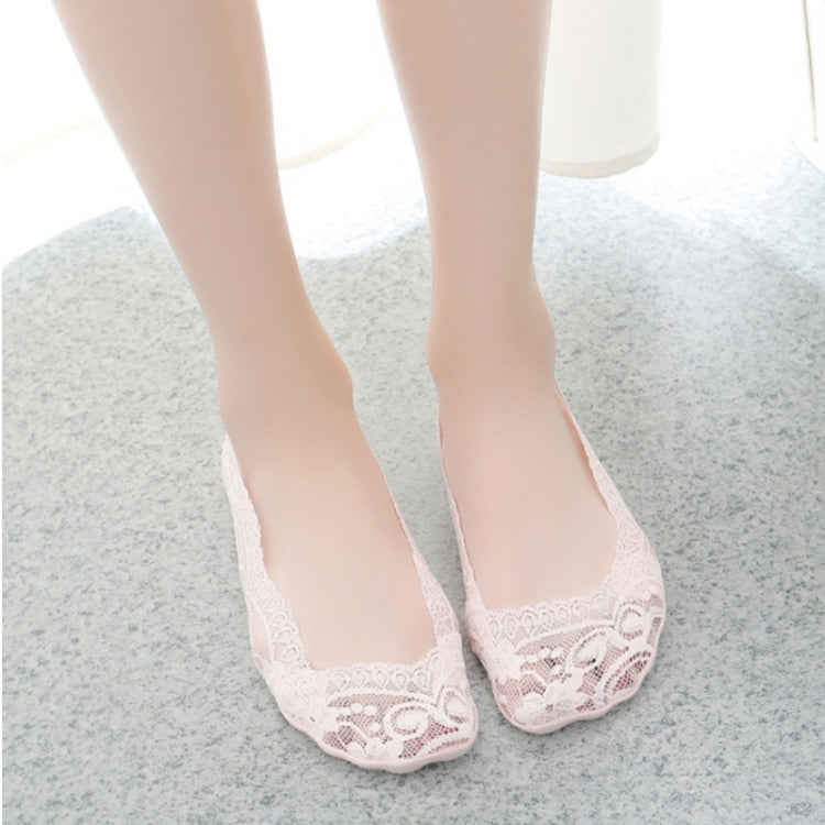 5 Pairs Summer women Silicon Lace Boat Socks Invisible Cotton Sole Non-slip Sock