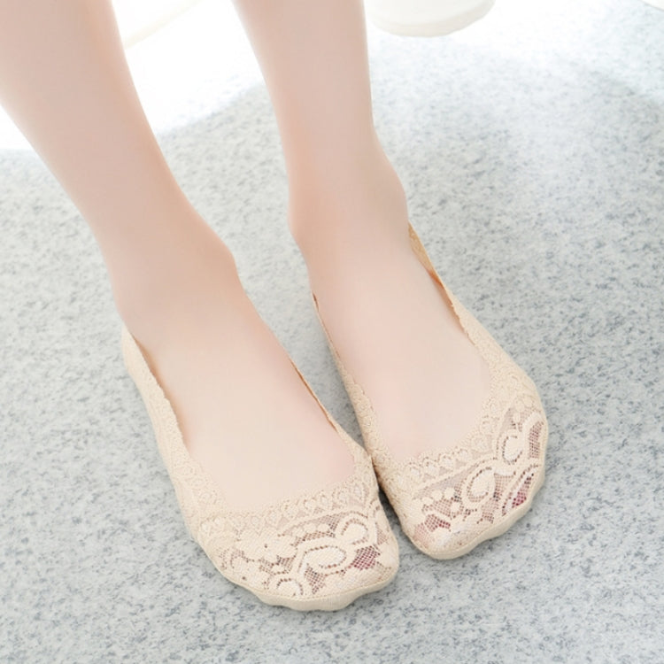 5 Pairs Summer women Silicon Lace Boat Socks Invisible Cotton Sole Non-slip Sock
