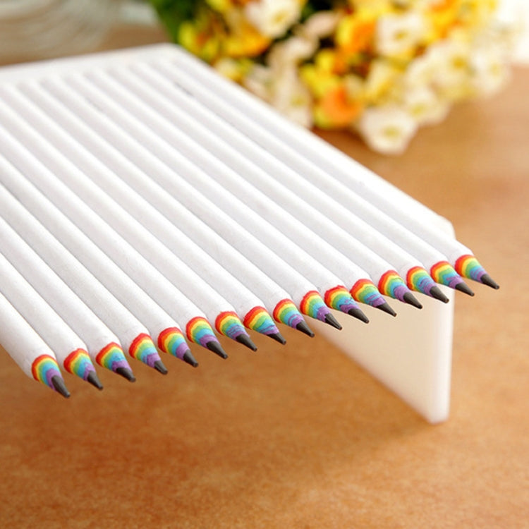 12 PCS Rainbow HB Environmental Pencil Paper Rod Pen