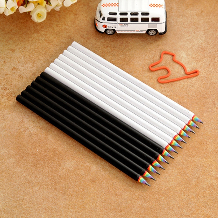 12 PCS Rainbow HB Environmental Pencil Paper Rod Pen