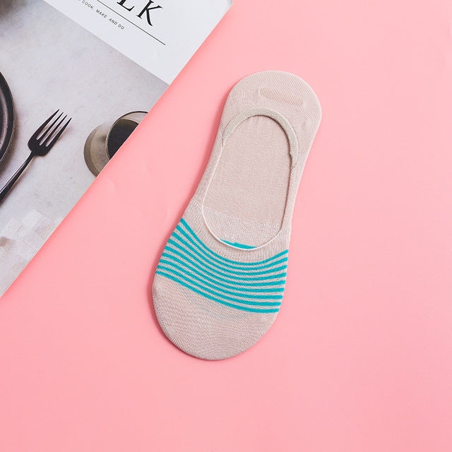 5 Pairs Colorful Fruit Invisible Comfortable Cotton Women Boat Socks