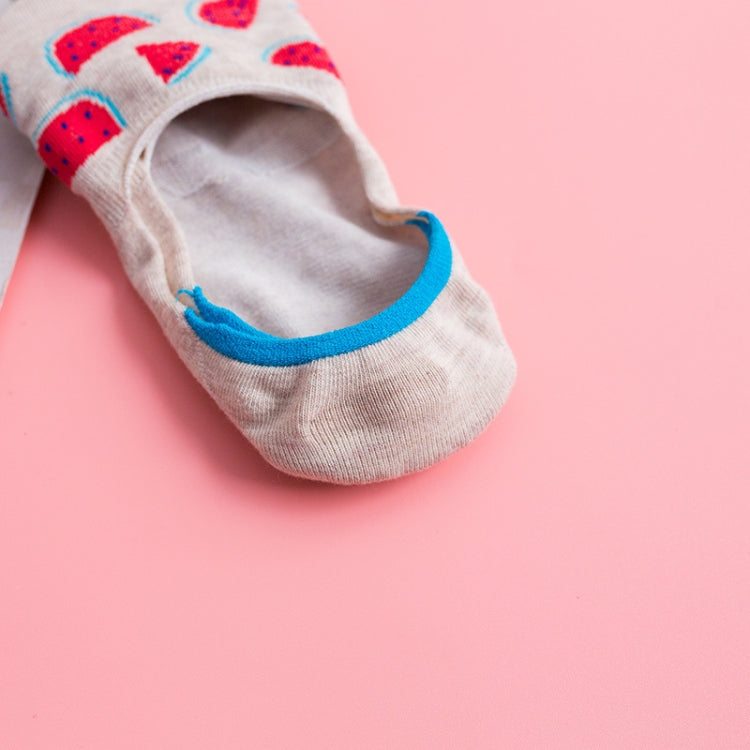5 Pairs Colorful Fruit Invisible Comfortable Cotton Women Boat Socks