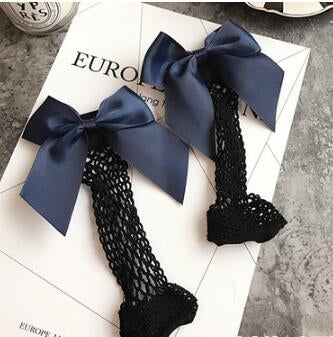 Sexy Socks Breathable Bow knot Fishnet Socks Women Harajuku Sock Hollow Nets Transparent Mesh Socks