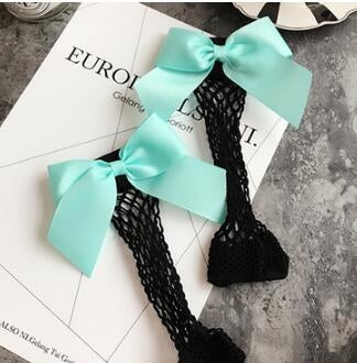 Sexy Socks Breathable Bow knot Fishnet Socks Women Harajuku Sock Hollow Nets Transparent Mesh Socks