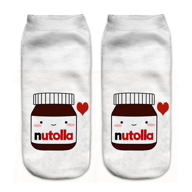 12 Pairs Food And Fruit Print 3D Kawaii Socks