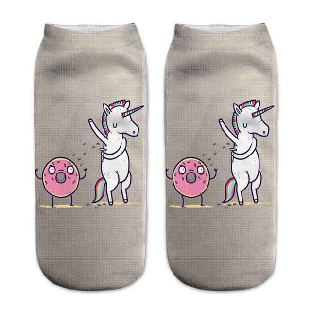 12 Pairs Food And Fruit Print 3D Kawaii Socks
