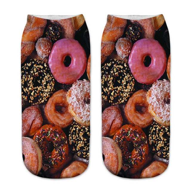 12 Pairs Food And Fruit Print 3D Kawaii Socks