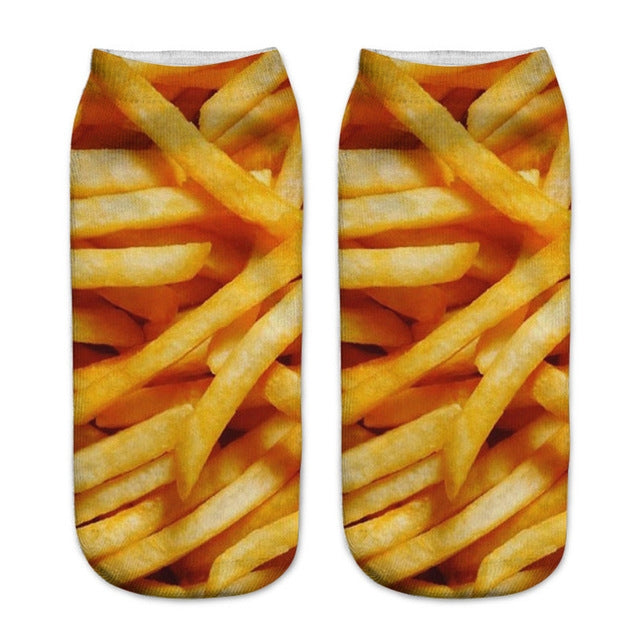 12 Pairs Food And Fruit Print 3D Kawaii Socks