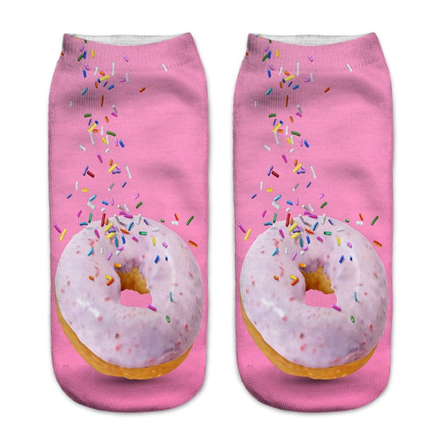 12 Pairs Food And Fruit Print 3D Kawaii Socks