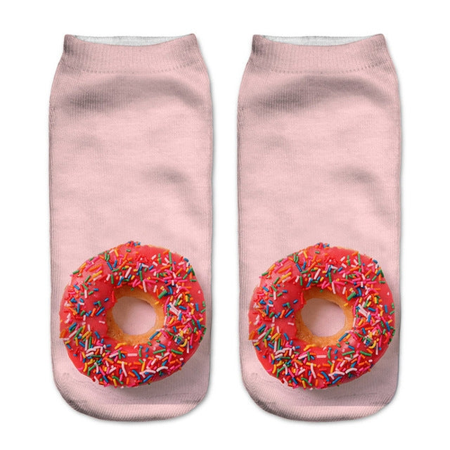 12 Pairs Food And Fruit Print 3D Kawaii Socks