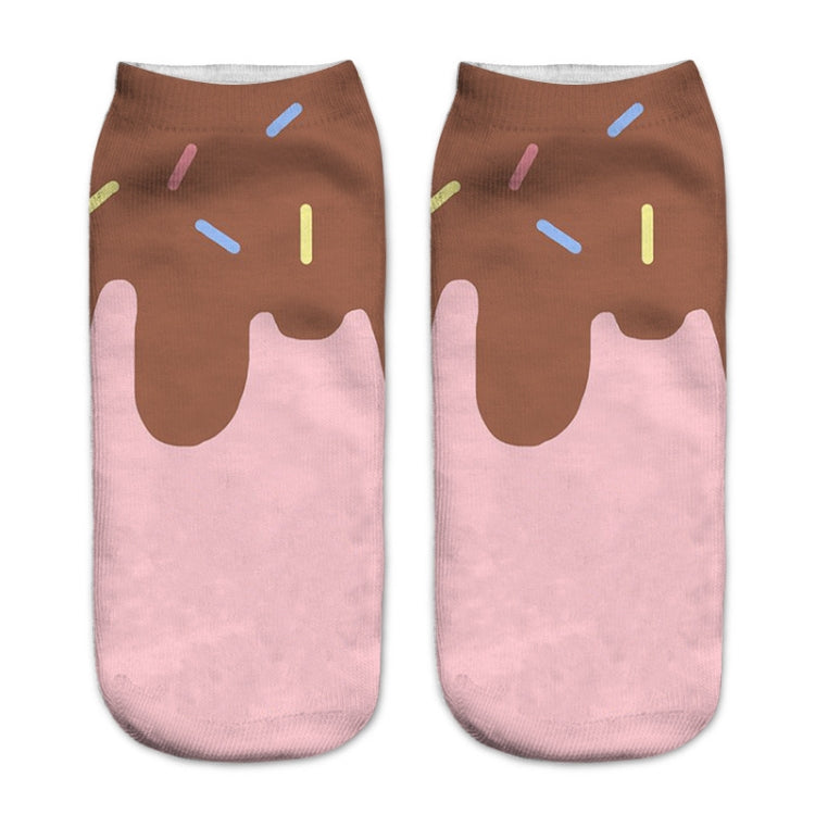 12 Pairs Food And Fruit Print 3D Kawaii Socks