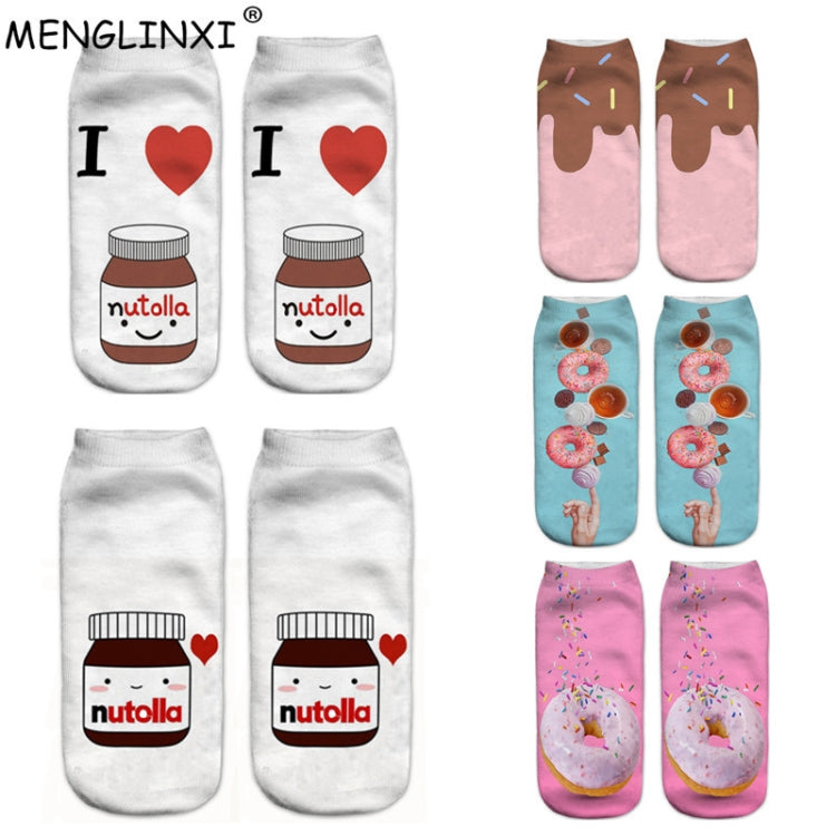 12 Pairs Food And Fruit Print 3D Kawaii Socks