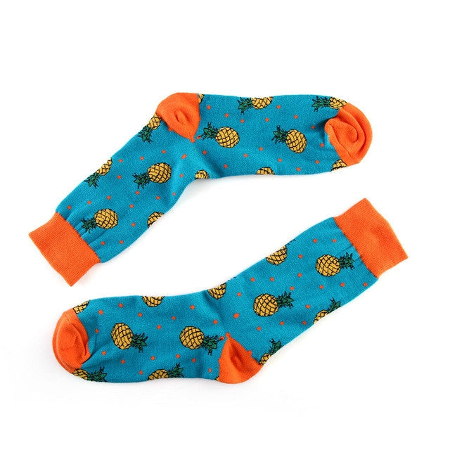 3 Pairs Art Abstraction Creative Pattern Original Sock Fruit Pineapple Fashion Women Funny Sock