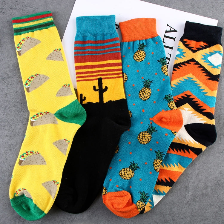 3 Pairs Art Abstraction Creative Pattern Original Sock Fruit Pineapple Fashion Women Funny Sock