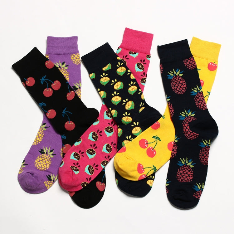 3 Pairs Art Abstraction Creative Pattern Original Sock Fruit Pineapple Fashion Women Funny Sock