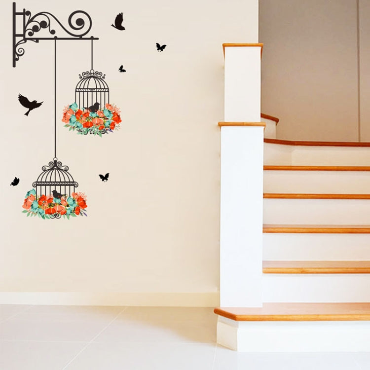Birdcage Flower Flying Living Room Nursery Room Wall Stickers Vinyl Wall Decals Wall Sticker