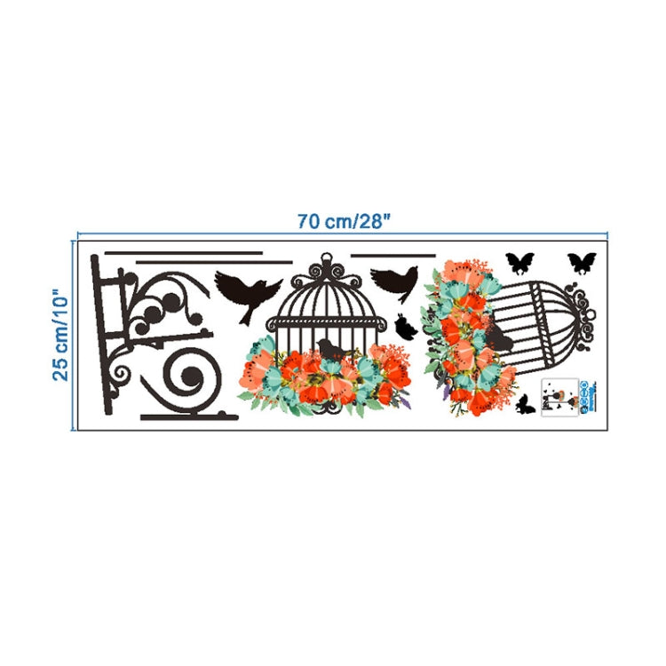 Birdcage Flower Flying Living Room Nursery Room Wall Stickers Vinyl Wall Decals Wall Sticker