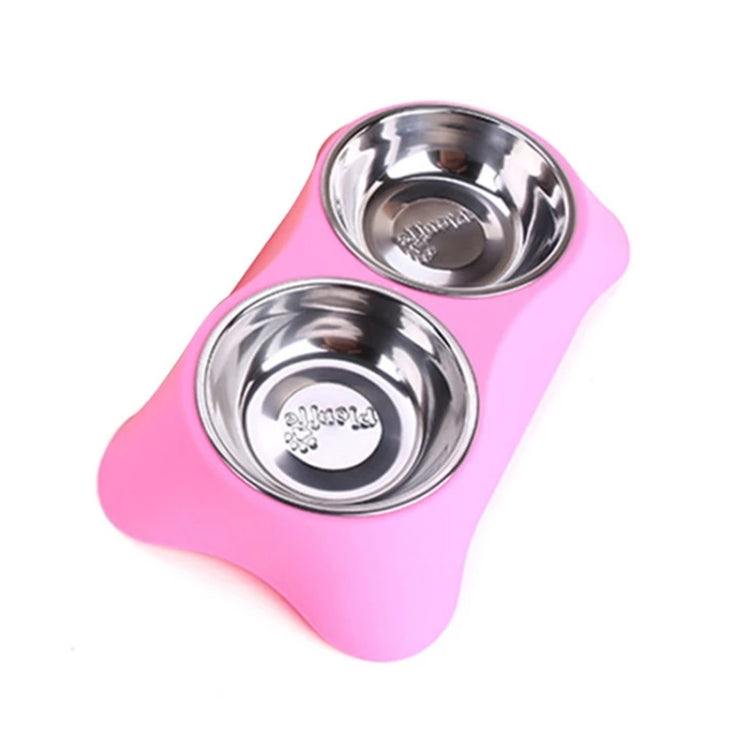 40286 Stainless Steel Non-slip Dual-use Pet Dog Bowl Cat Food Bowl Double Bowl, Size:S